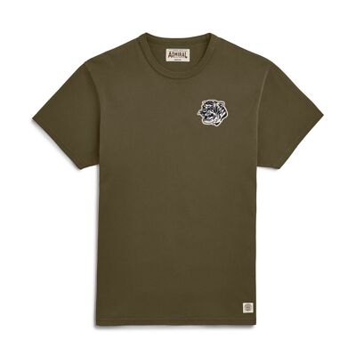 T-shirt Tiger Head B/N Chenille Logo - Verde Ontano