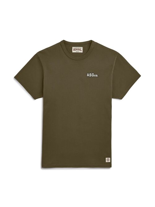ASGco. Strip Chenille Logo T-Shirt - Alder Green