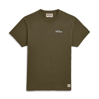 ASGco. T-shirt con logo in ciniglia a righe - verde ontano