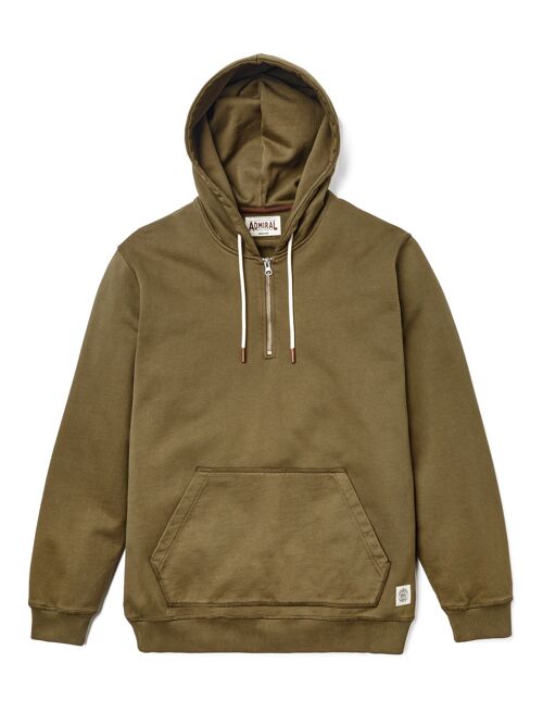 Stoughton Hooded Top with Quarter Zip - Alder Green