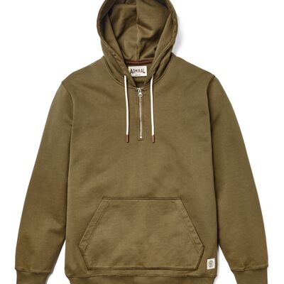 Stoughton Hooded Top with Quarter Zip - Alder Green