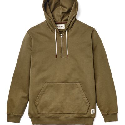 Stoughton Hooded Top with Quarter Zip - Alder Green