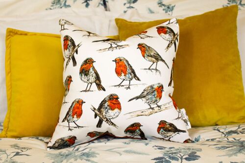 Handmade Large Robins Bird Cushion
