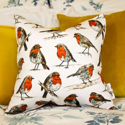 Handmade Large Robins Bird Cushion