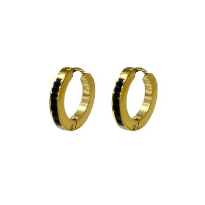 Earring with black rhinestones - gold