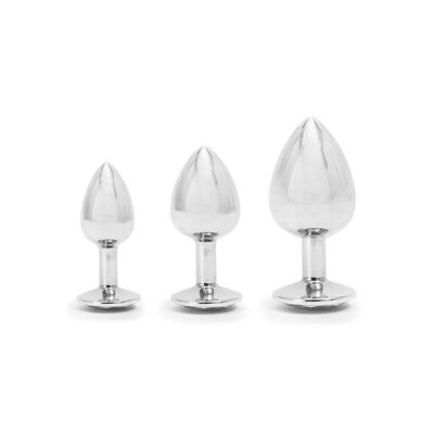 Lot de 3 plugs anaux en métal blanc PimPamPum