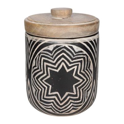 Patterned Pot With Lid - Black & White