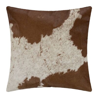Large Speckling Cowhide Cushion - 45x45cm - Tan/White