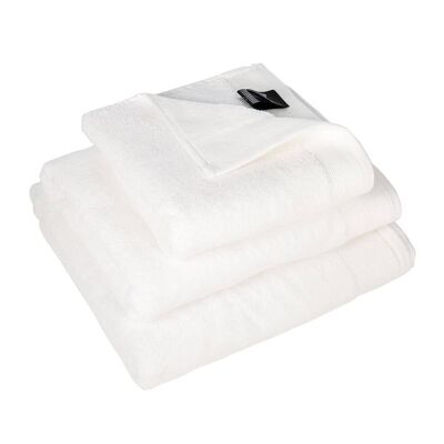 Organic Cotton Ribbed Border Towel - White - Hand Towel