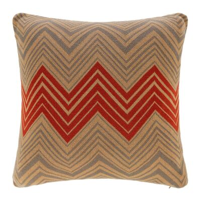 Zig Zag Cushion - 45x45cm - Orange/Khaki