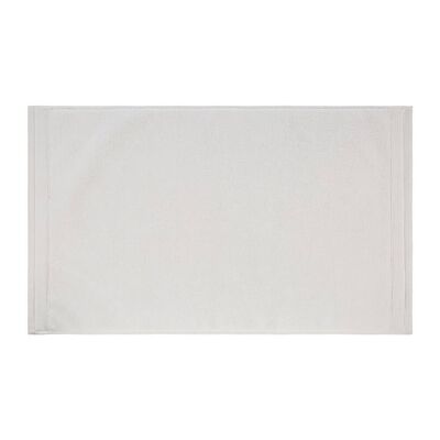 Organic Cotton Ribbed Border Bath Mat - White