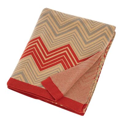 Zig Zag Throw - 130x170cm - Orange/Khaki