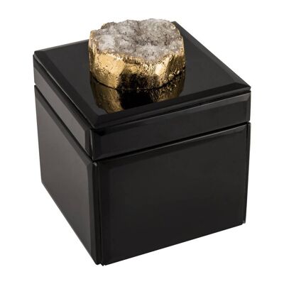 Glass and Agate Storage Pot - Black