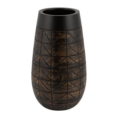 Chevron Pattern Wooden Vase