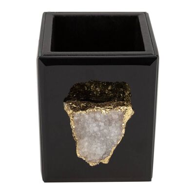 Glass and Agate Toothbrush Holder - Black