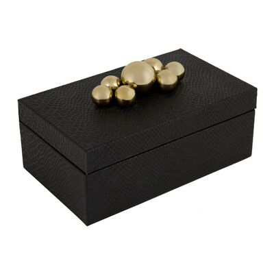 Decorative Ball Lidded Storage Box - Black Crocodile Effect