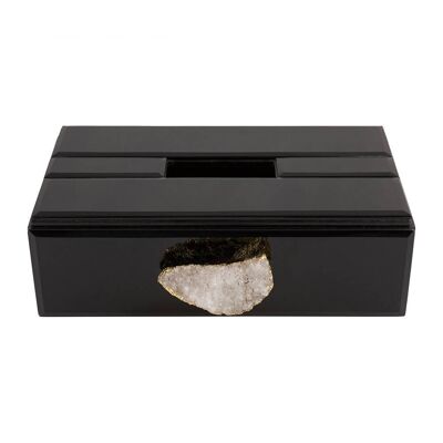 Glass and Agate Tissue Box - Black