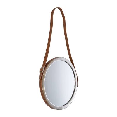 Hanging Mirror with Faux Leather Strap