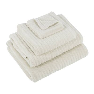Aegean Cotton Ribbed Towel - Oat - Face Cloths - Set of 2