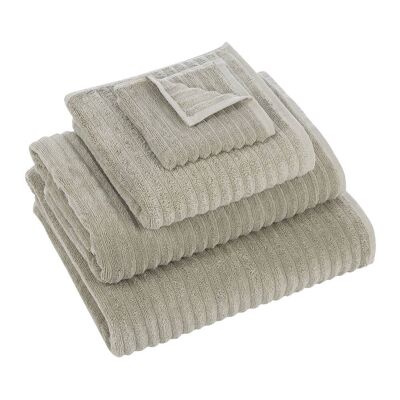 Aegean Cotton Ribbed Towel - Stone - Face Cloths - Set of 2