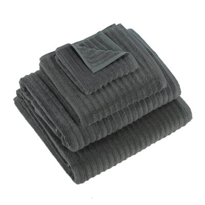 Aegean Cotton Ribbed Towel - Charcoal - Hand Towel