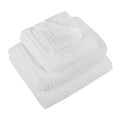 Aegean Cotton Ribbed Towel - White - Face Cloths - Set of 2