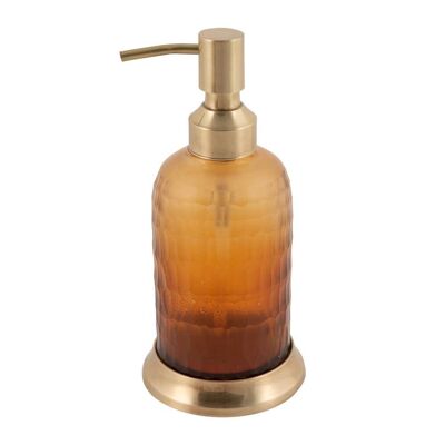 Amber Glass Soap Dispenser - Antique Gold