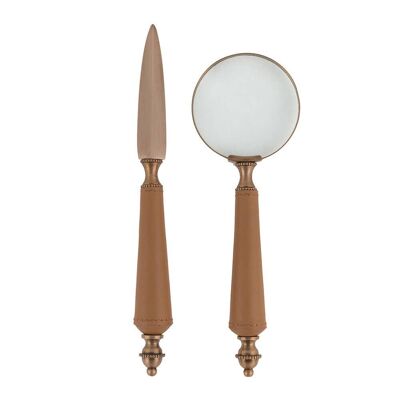 Magnifying Glass and Letter Opener Set - Tan