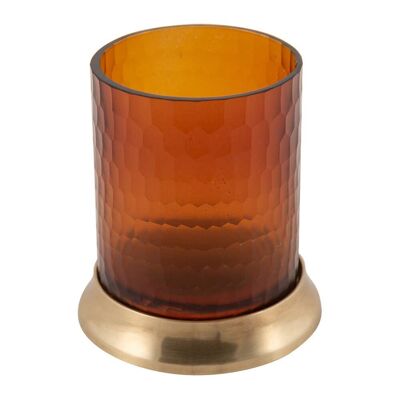 Amber Glass Toothbrush Holder - Antique Gold