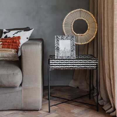 Black & White Woven Side Table