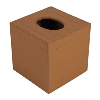 Leather Square Tissue Box - Tan