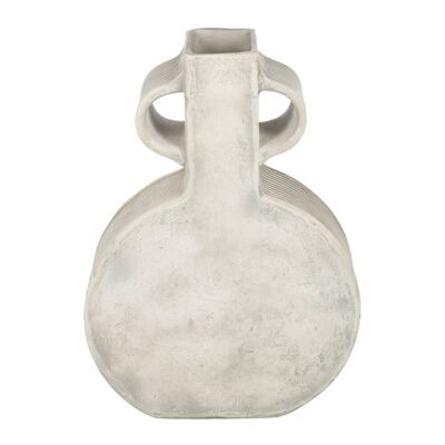 Round Faded White Wash Vase - Short