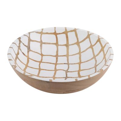 Wooden Painted Bowl - White/Cream