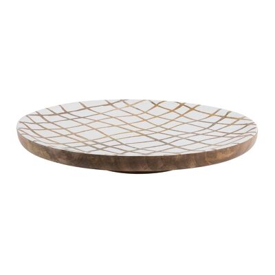 Wooden Painted Platter - White/Cream