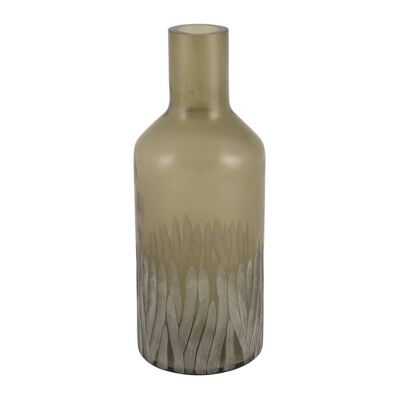 Zebra Effect Glass Vase - Khaki