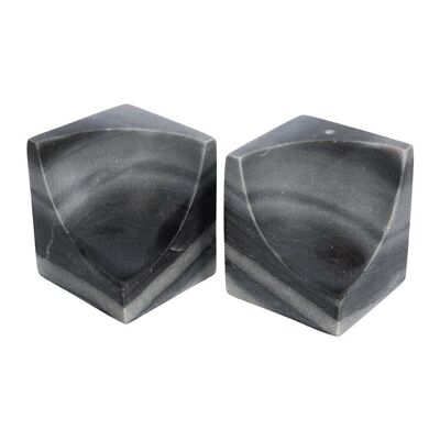 Carved Marble Bookends - Set of 2 - Black