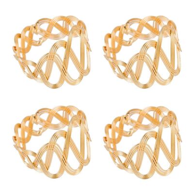 Crossed Metal Napkin Rings - Set of 4 - Brass