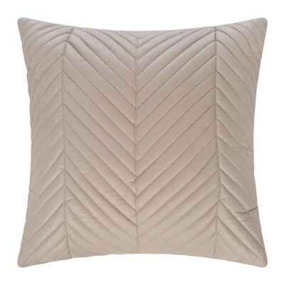 Leather Stripe Chevron Quilted Cushion - 45x45cm - Cream