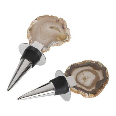 Natural Agate Bottle Stoppers - Set of 2