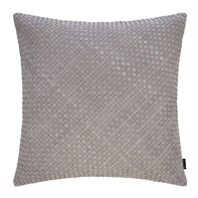 Leather Weave Cushion - 50x50cm - Light Grey