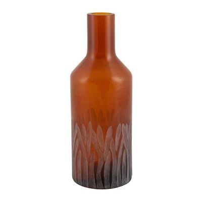Zebra Effect Glass Vase - Burnt Orange