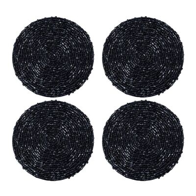 Beaded Coaster - Set of 4 - Black