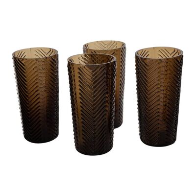 Herringbone Highball - Set of 4 - Smoke