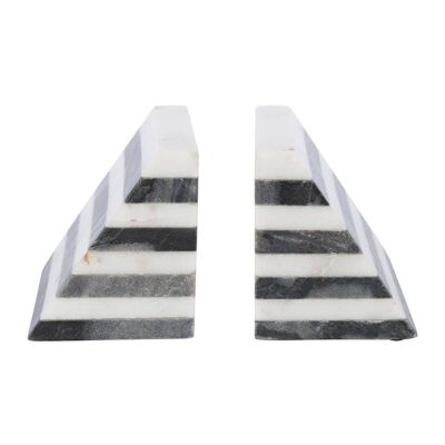 Black & White Striped Marble Bookends - Set of 2