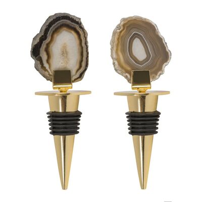 Dark Agate Bottle Stoppers - Set of 2