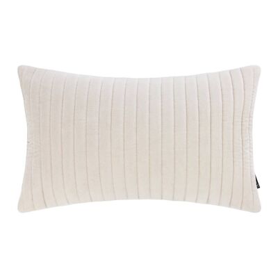 Velour Quilted Cushion - 30x50cm - Cream