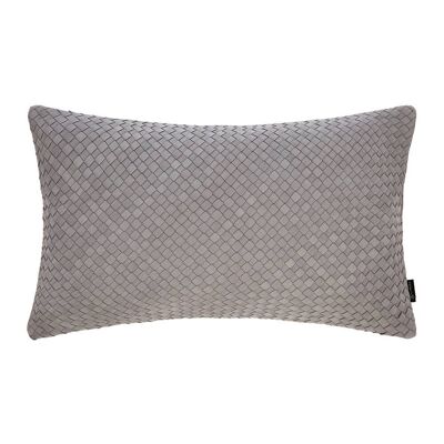 Leather Weave Cushion - 30x50cm - Light Grey