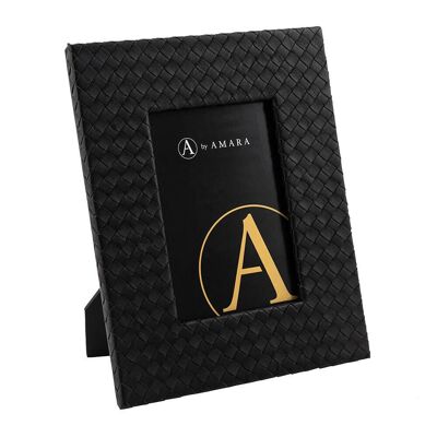 Woven Leather Photo Frame - 5x7" - Black