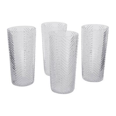 Herringbone Highball - Set of 4 - Clear