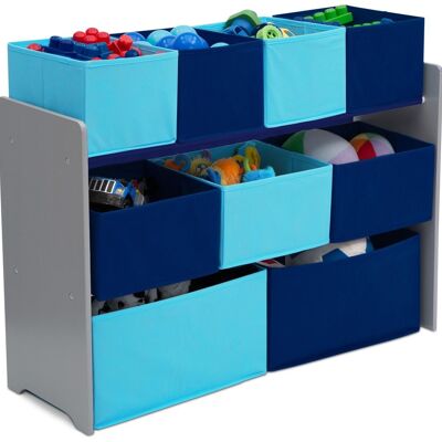 Large gray organizer 9 blue flexible bins Signature Delta Children